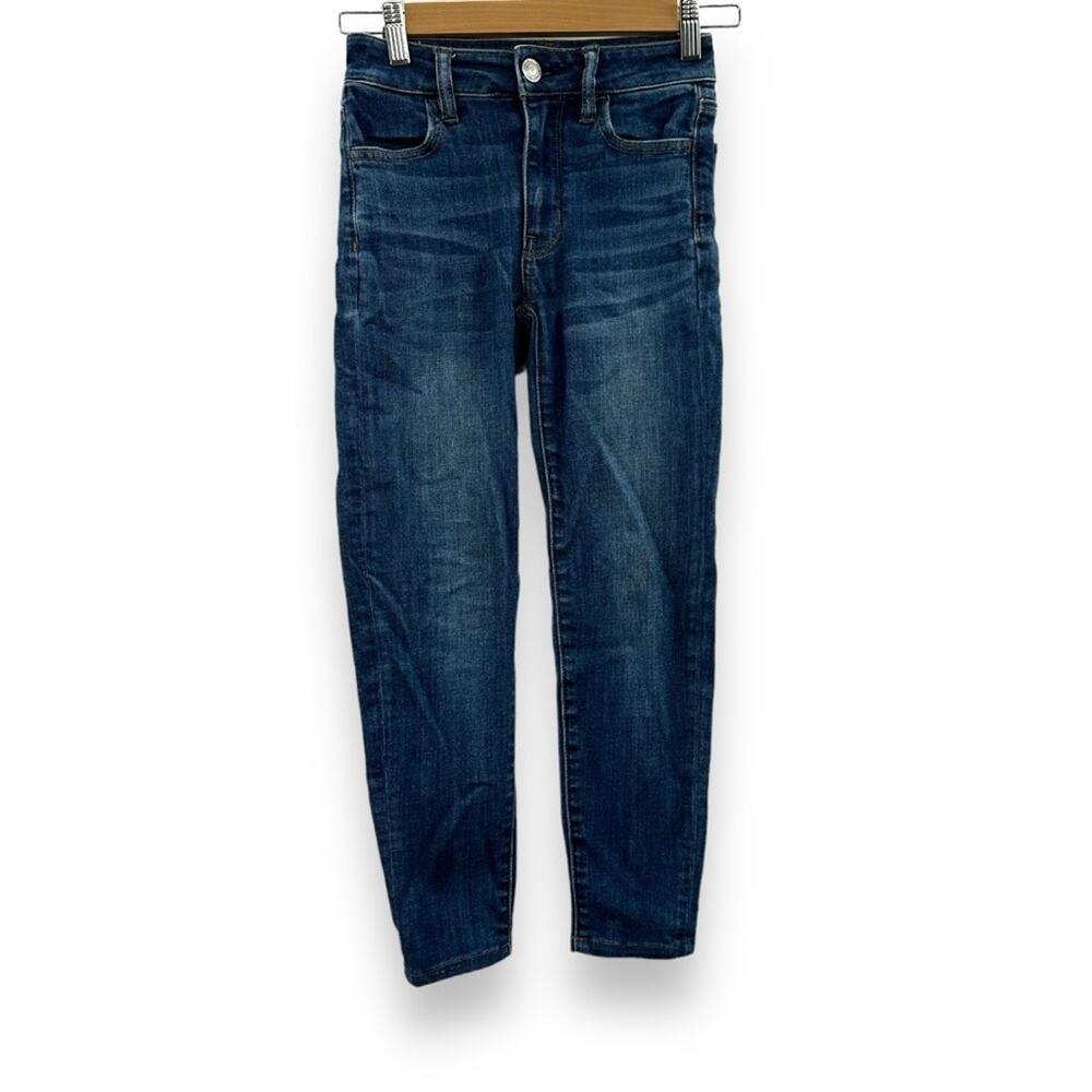 American Eagle Hi-Rise Jegging Skinny‎ Dark Wash Cropped Jeans Sz 24